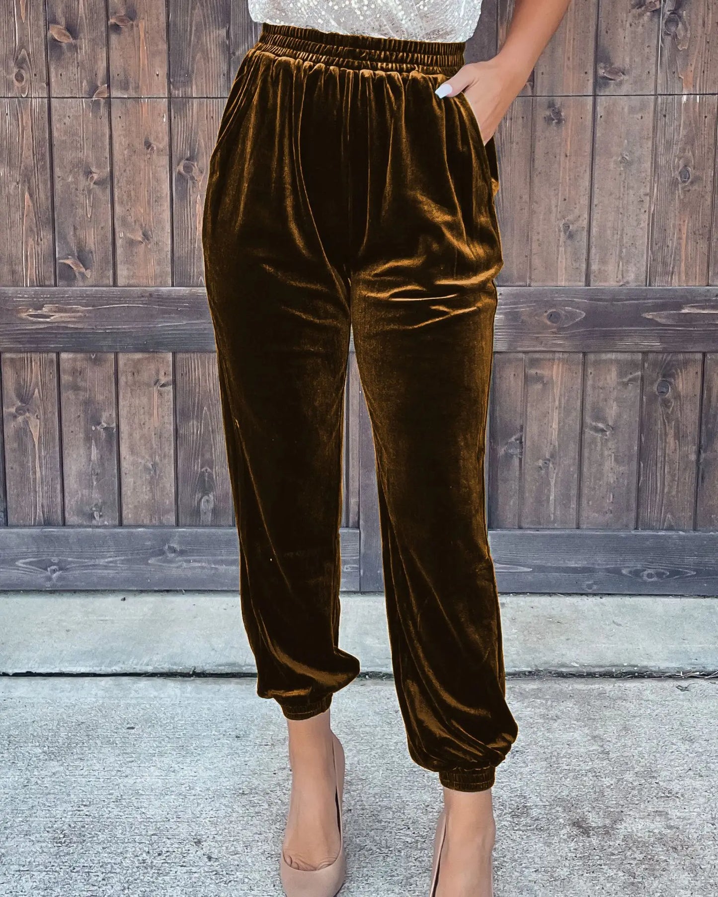 Winter's New Soft Stretch Velvet Velour Joggers With Pockets in 7 Colors Sweatpants