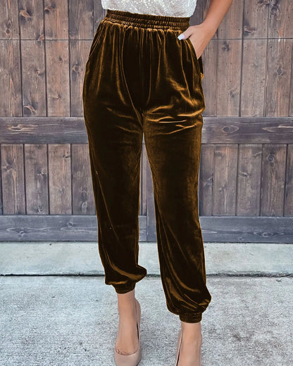 Winter's New Soft Stretch Velvet Velour Joggers With Pockets in 7 Colors Sweatpants