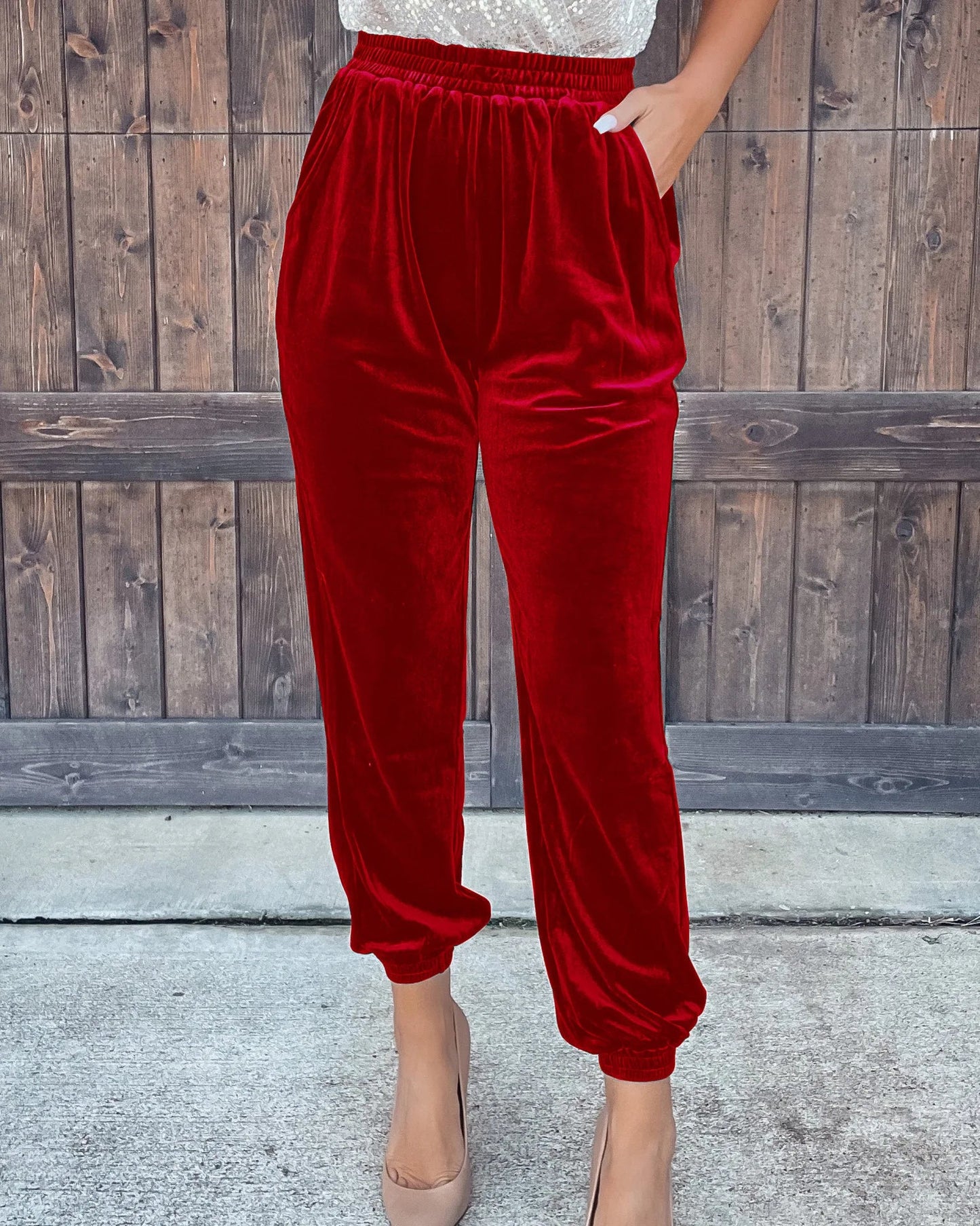 Winter's New Soft Stretch Velvet Velour Joggers With Pockets in 7 Colors Sweatpants