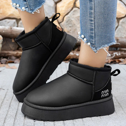 Short Plush Warm Casual Flat Comfortable Chelsea Ankle Snow Boot