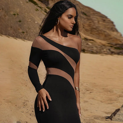 Patchwork Perspective Midi Dress