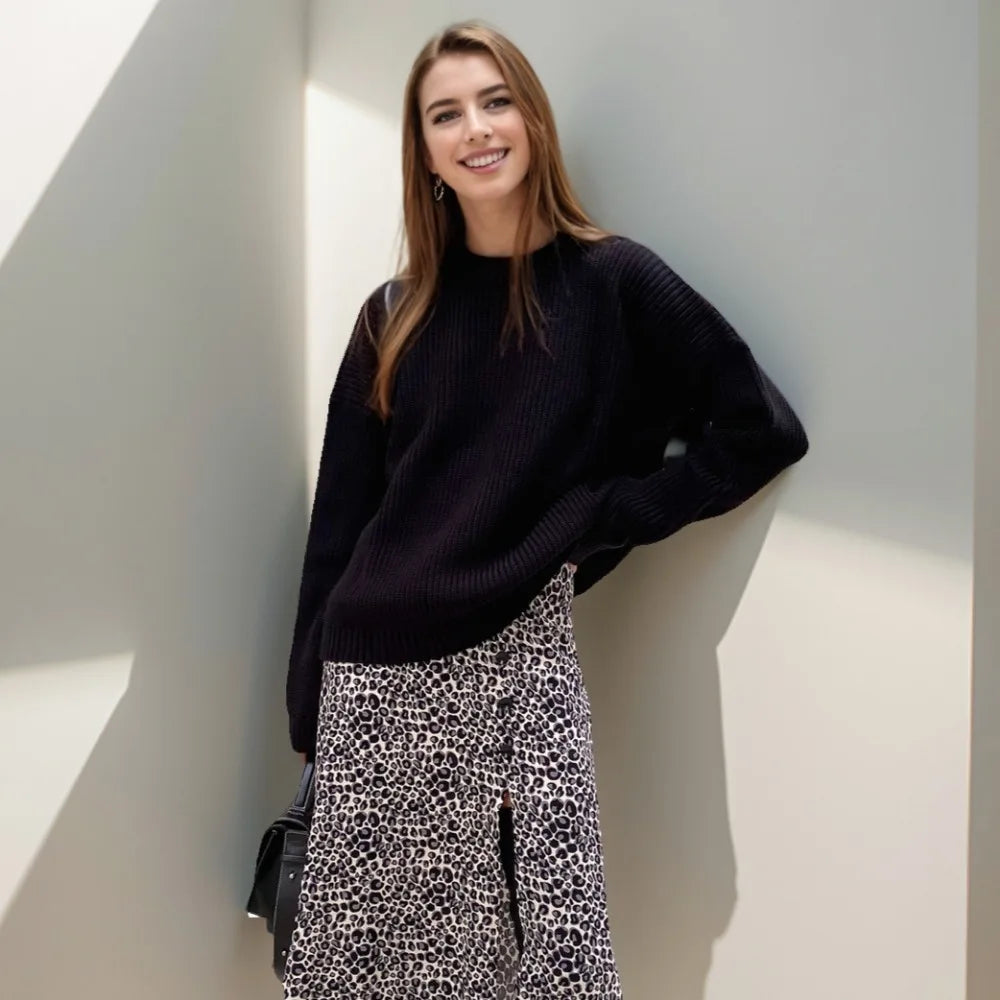 Warm Vintage Green Knitted Oversized Thick Loose White Sweater