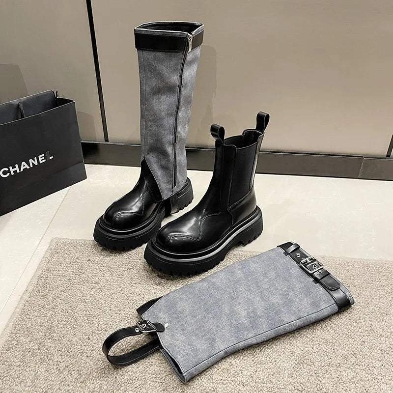 Niche Design Over the knee Cushioning Sole Stylish Knight Ankle Boot