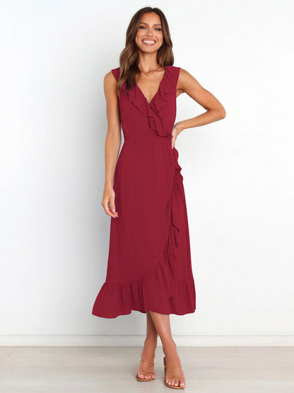 Ruffled Rope Sleeveless Midi Dress