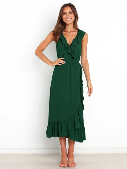 Ruffled Rope Sleeveless Midi Dress