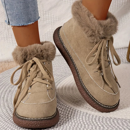 Solid Color Short Plush Lined Comfortable Warm Winter Snow Boot