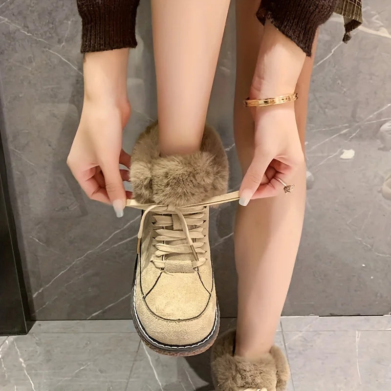 Solid Color Short Plush Lined Comfortable Warm Winter Snow Boot