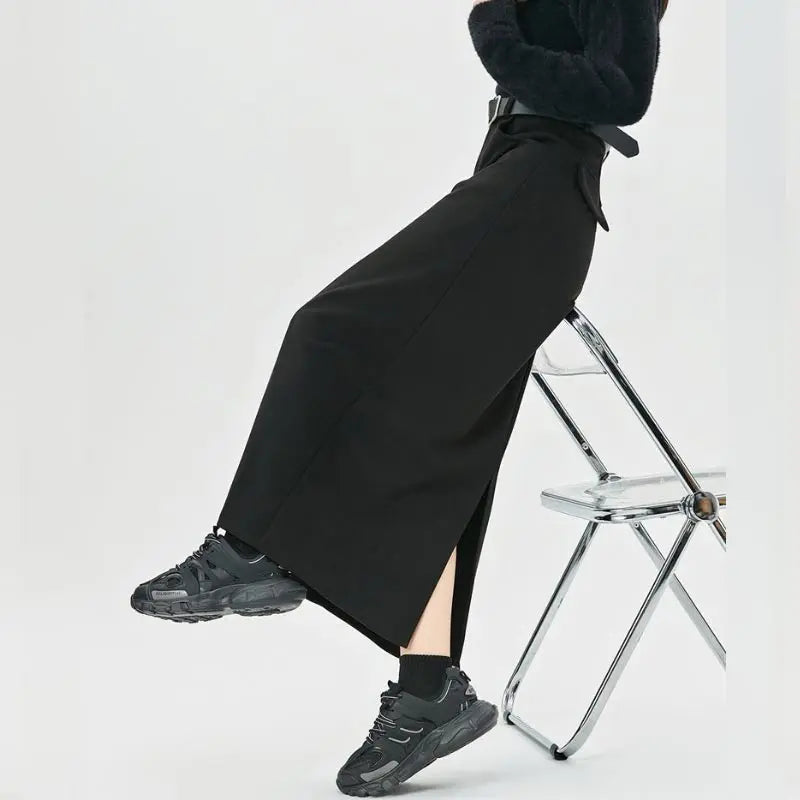 Woolen Autumn Winter High-waist Slim Fit Straight Hip-hugging Skirt