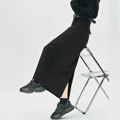 Woolen Autumn Winter High-waist Slim Fit Straight Hip-hugging Skirt