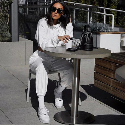 Oversized Sports Casual Trousers: White Women's Balck Sweatpants