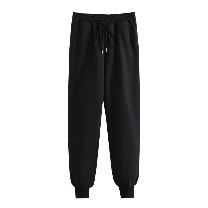 Oversized Sports Casual Trousers: White Women's Balck Sweatpants