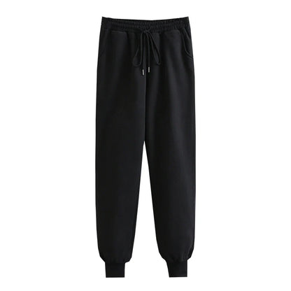 Oversized Sports Casual Trousers: White Women's Balck Sweatpants