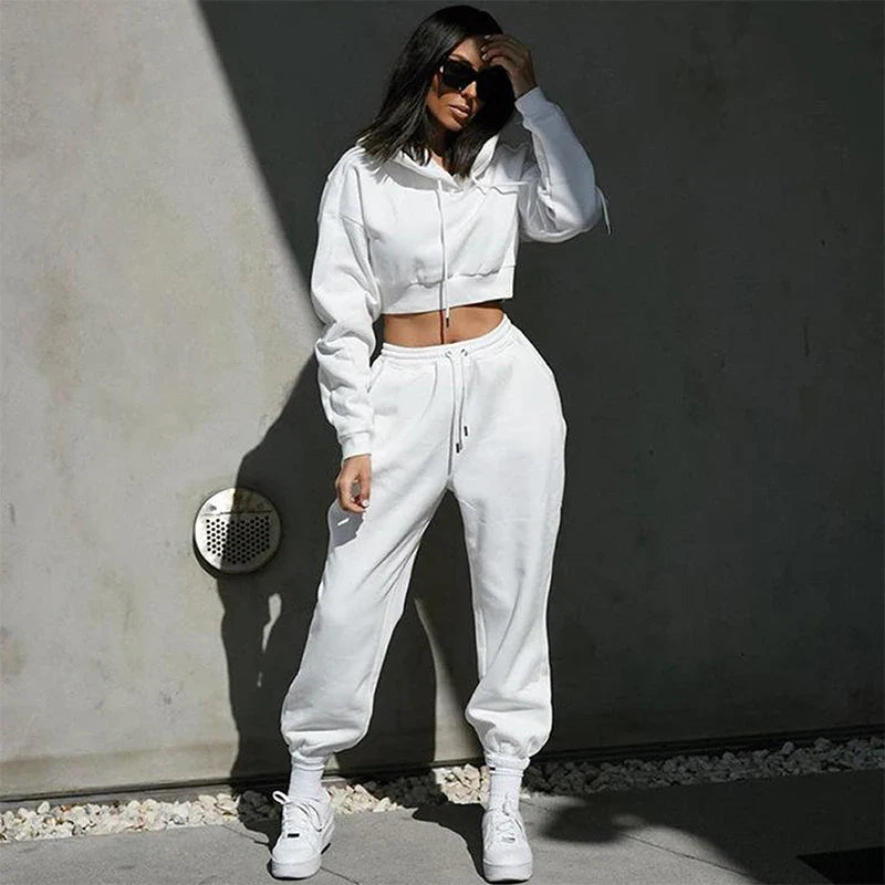 Oversized Sports Casual Trousers: White Women's Balck Sweatpants