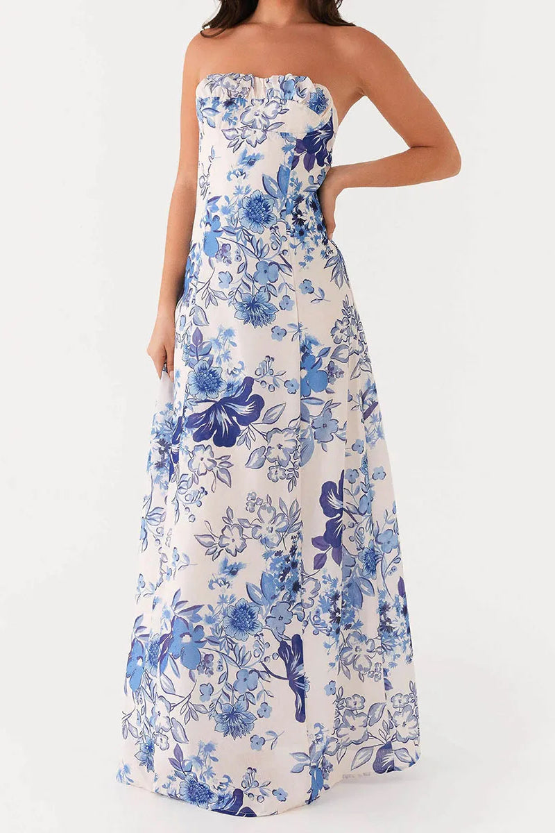 Off Shoulder A-line Maxi Floral Dress