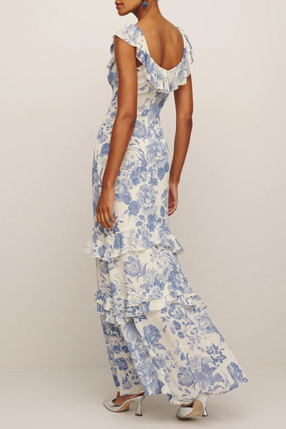 Elegant Ruffle Floral Dress