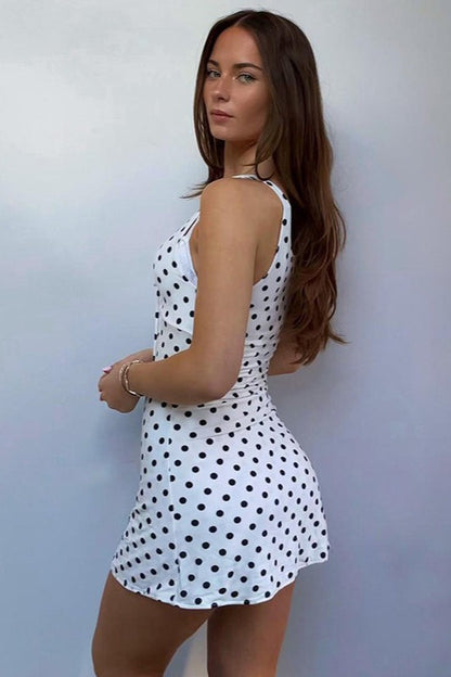 Polka Dot Tie-Front Slip Dress