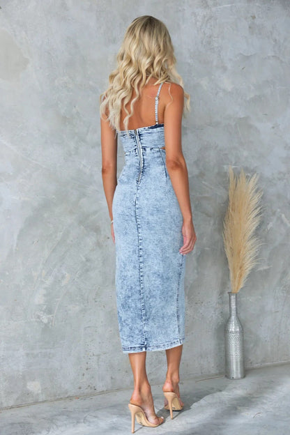 Vintage Washed Strappy Denim Dress