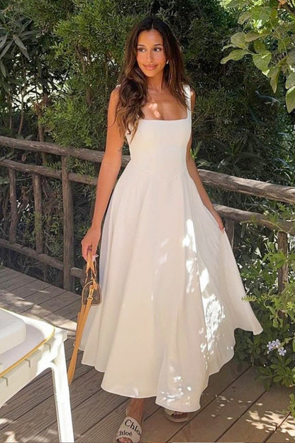 Simple Sleeveless Square Neck Work Dress