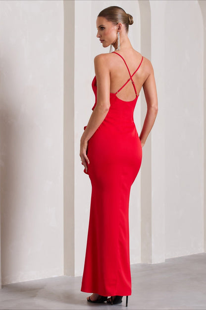 Strappy Ruffle Low-Back Party Dress