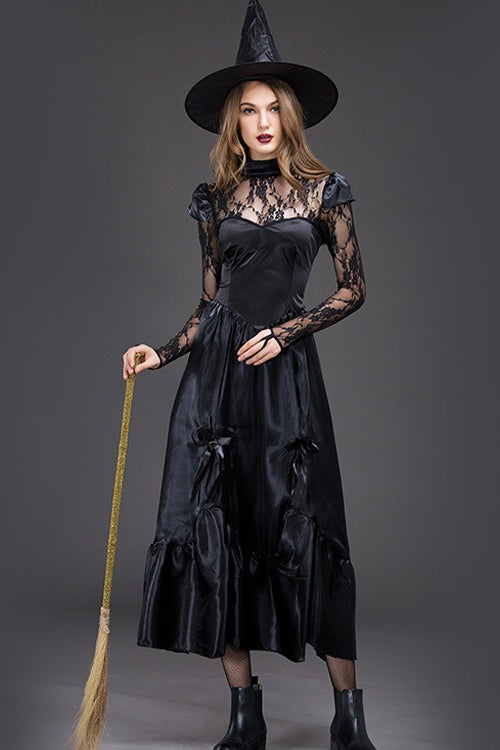 Sexy Black Lace Witch Cosplay Halloween Costume