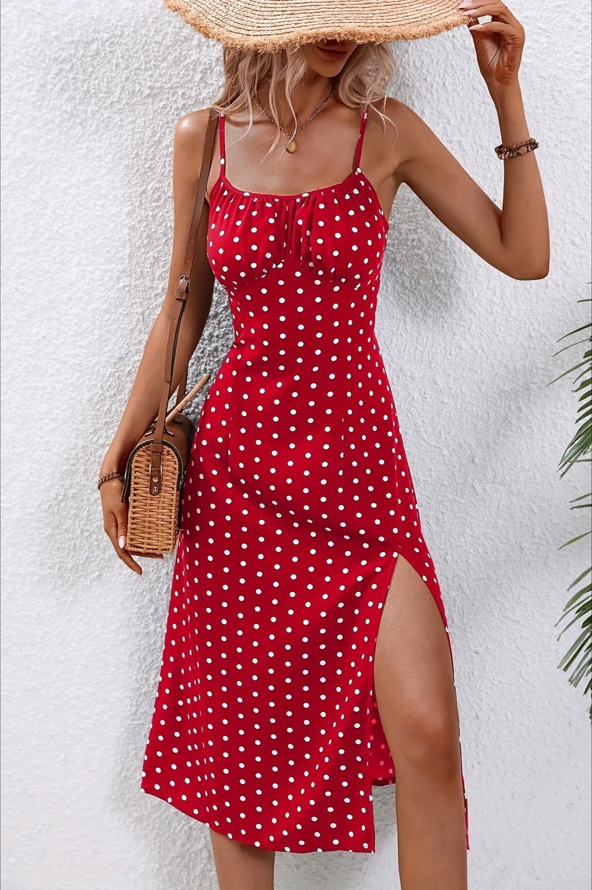 Spaghetti Strap Slit Floral Dress