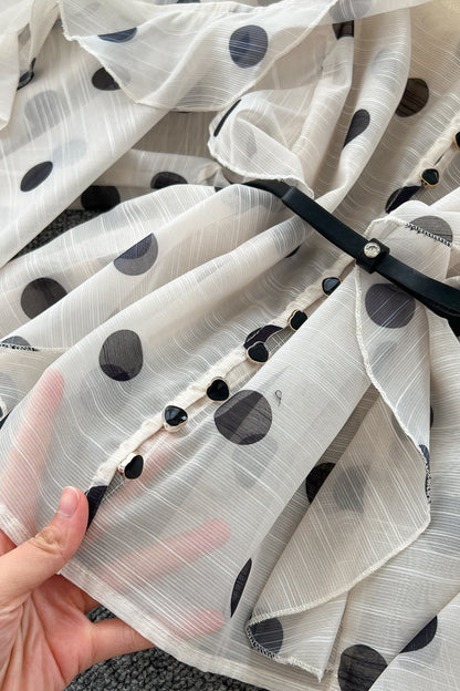 Polka Dot Blouse Mermaid Skirt Set