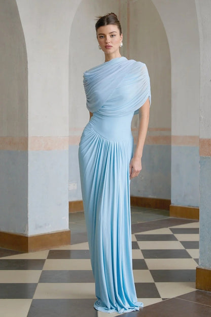 Sky Blue Sleeveless Formal Party Maxi Dress