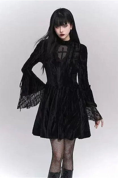 Gothic Flare Sleeve Halloween Dress