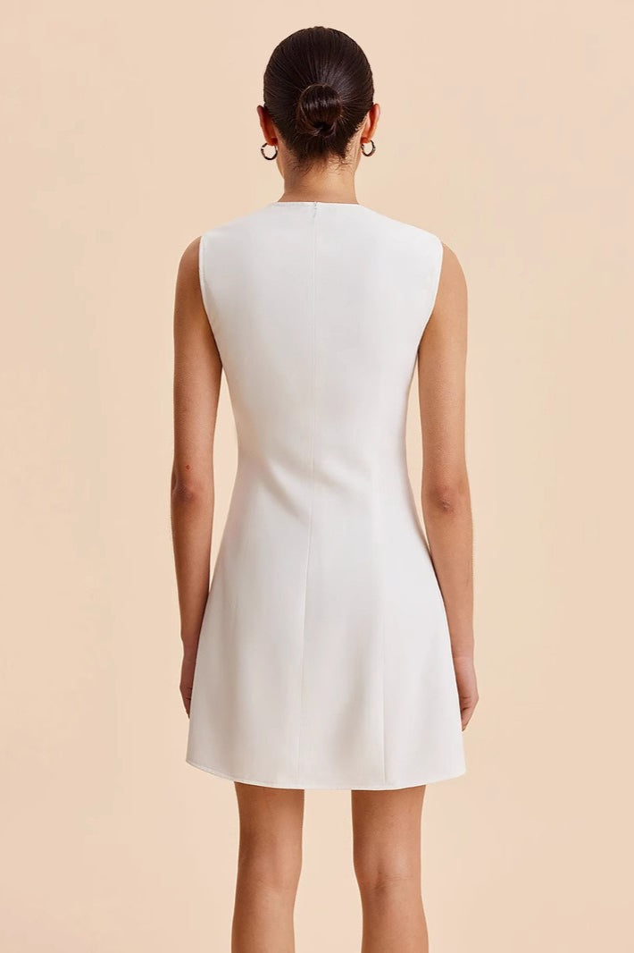 Sleeveless Button Front Mini Work Dress