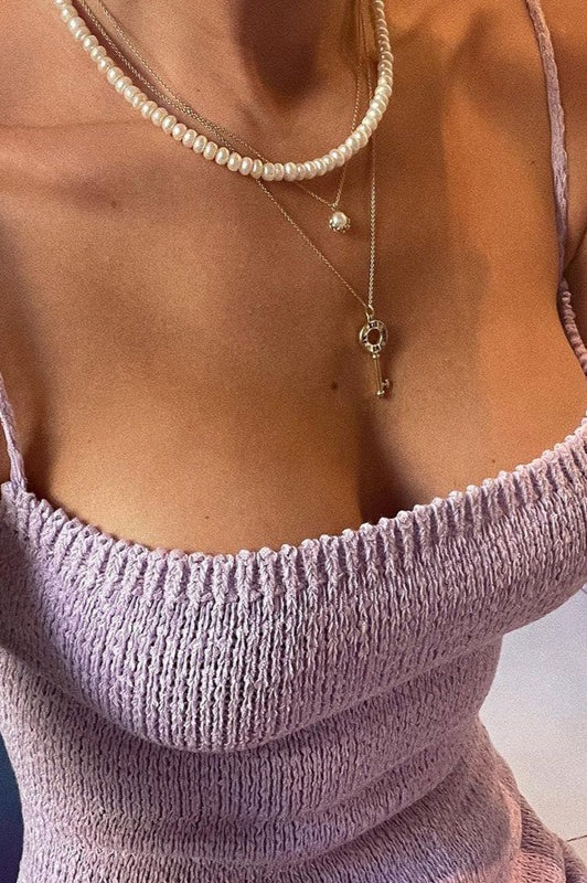 Bodycon Tie Back Split Knit Sexy Tank Sweater Dress