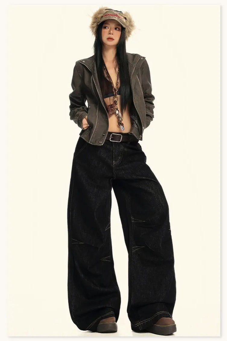 Wide-Leg Drapey Jeans