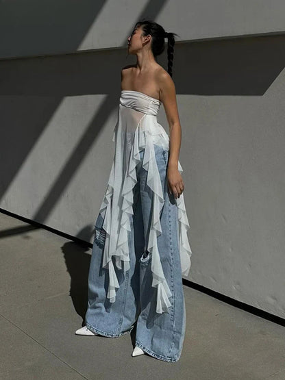 Solid Ruched Club Party Strapless