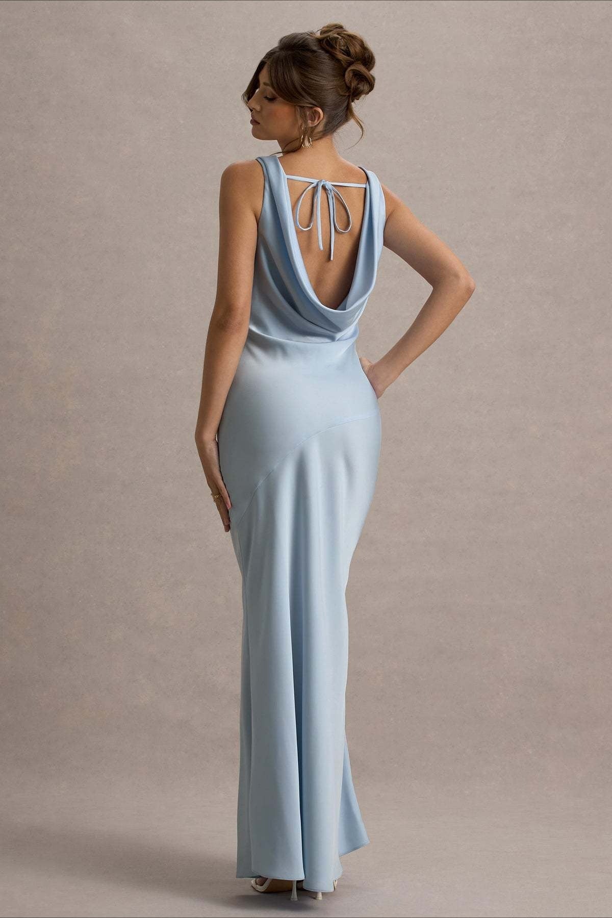 Elegant Luxury Satin Slim Bodycon Mermaid Backless Formal Dress