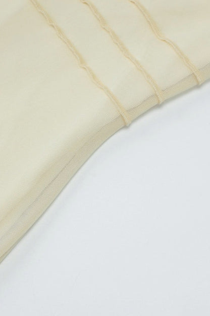 Halter U-neck Sheer Mesh Floral Birthday Dress