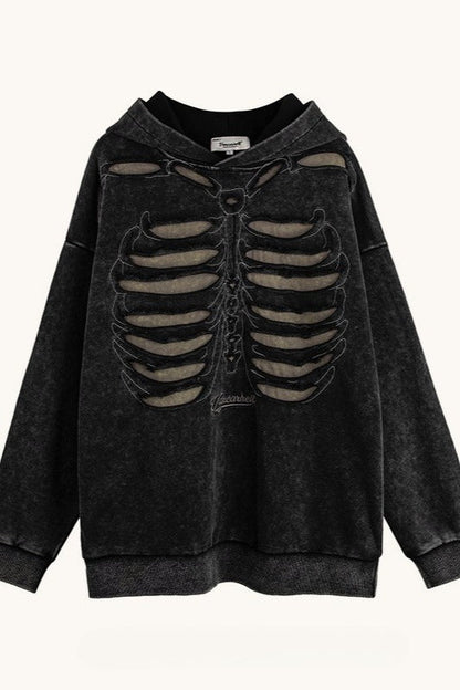 Skull Print Hooded Hoodie