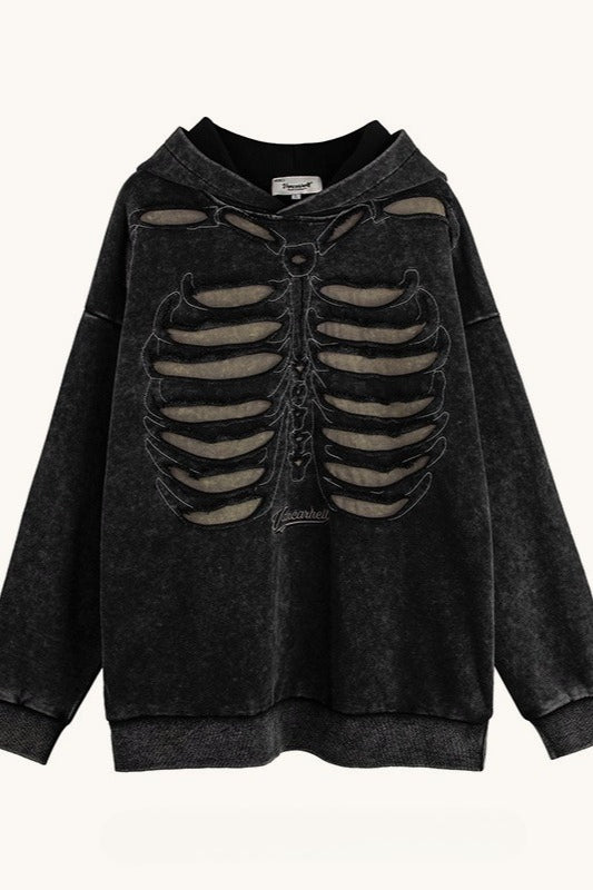 Skull Print Hooded Hoodie