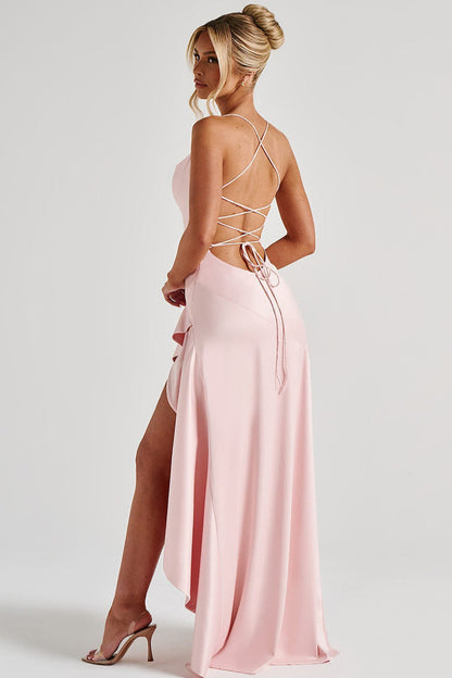 Asymmetric Spaghetti Strap Party Dress