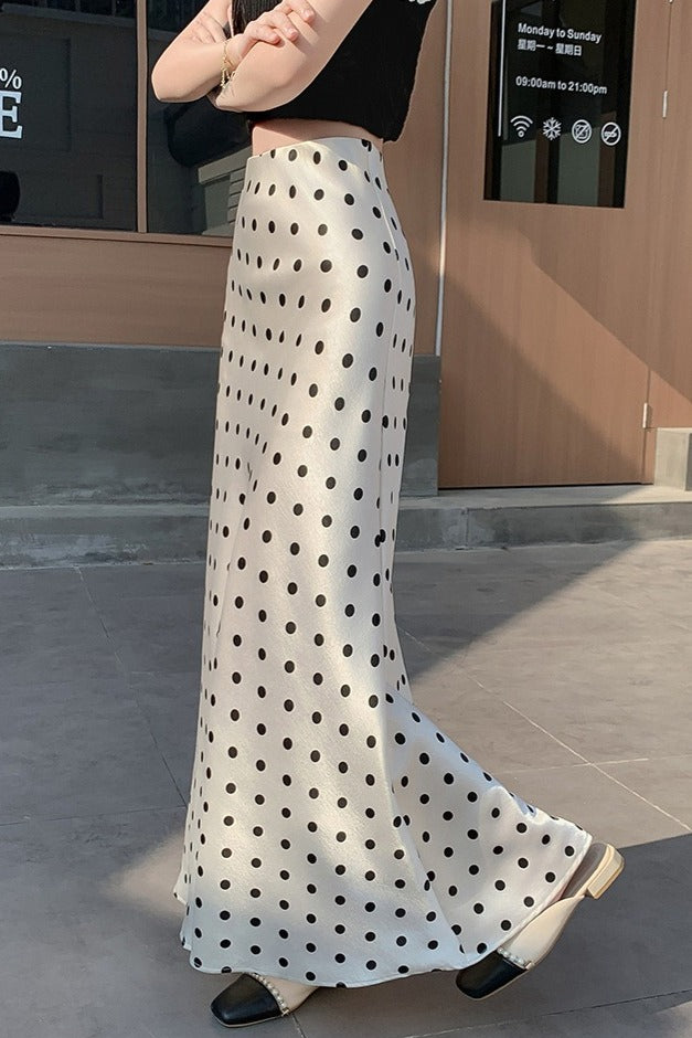 High-Waist Polka Dot Fish Tail Skirt