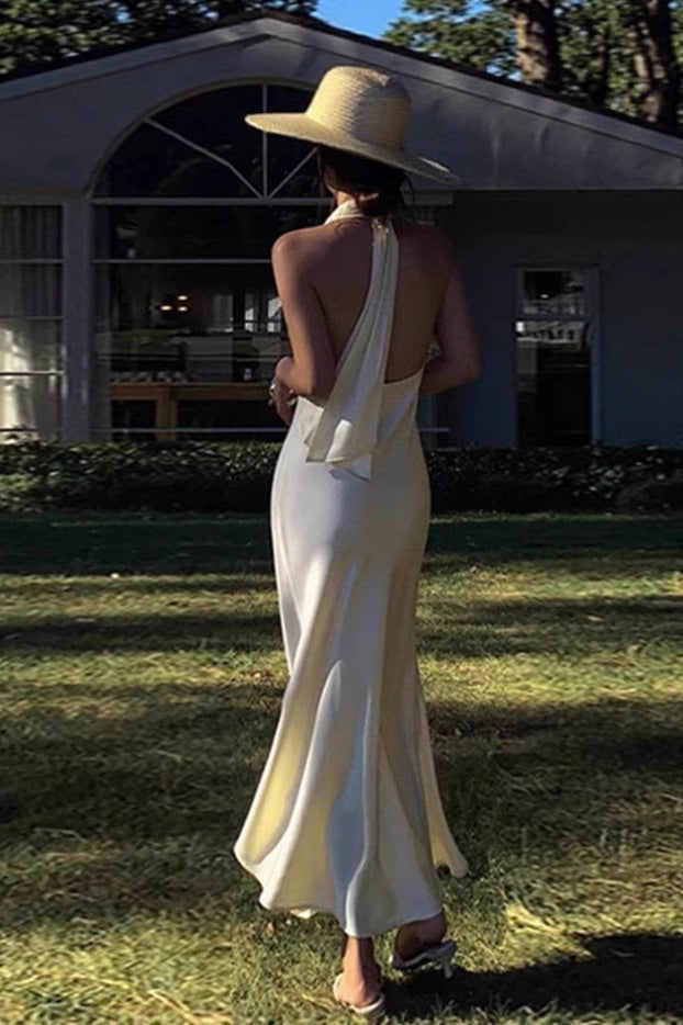 Halter Satin Mermaid Bodycon Silk Dress