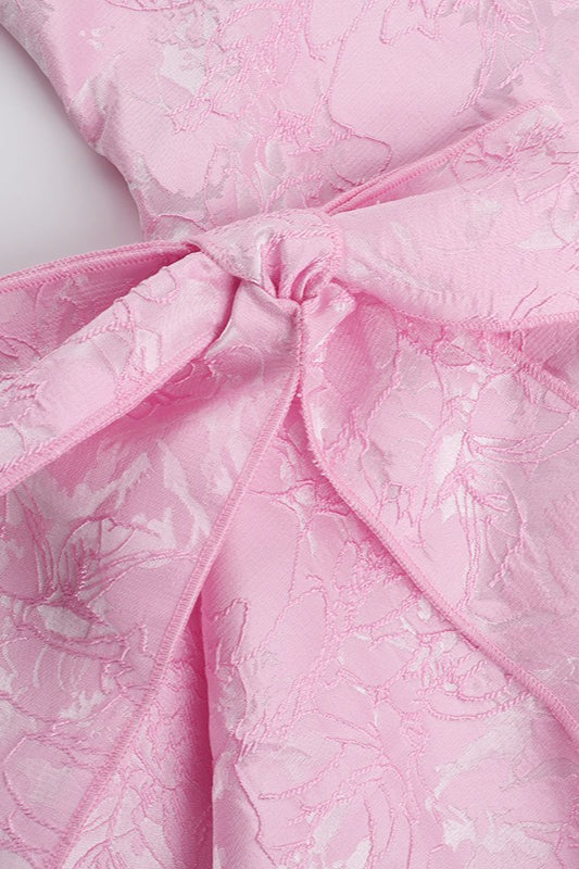 Jacquard Bow Halter Party Dress