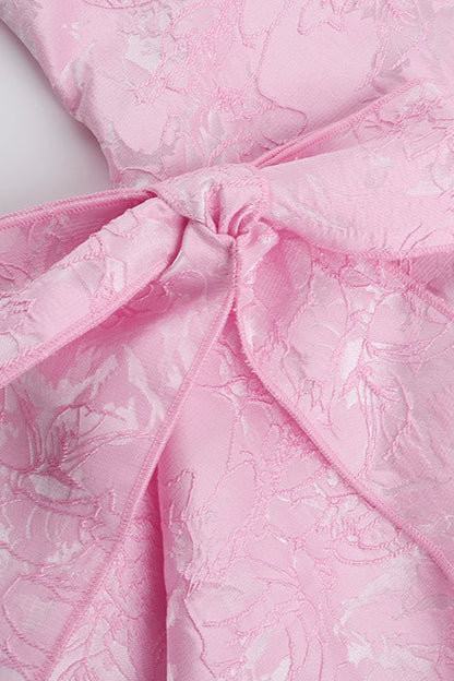 Jacquard Bow Halter Party Dress