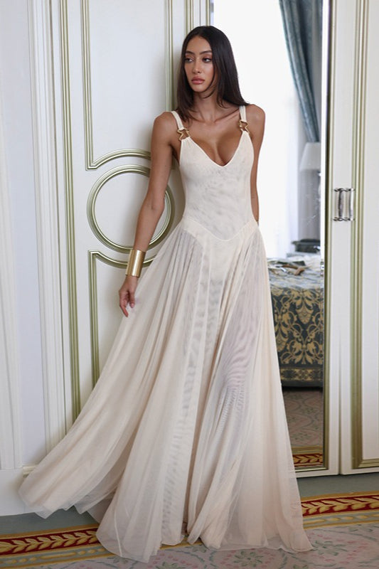 Elegant Sheer Maxi Party Dress
