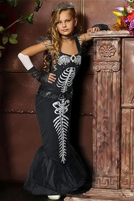 Skeleton Mermaid Dress Kid Halloween