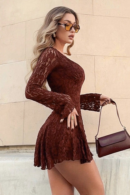 Elegant V Neck Bodycon Lace Dress