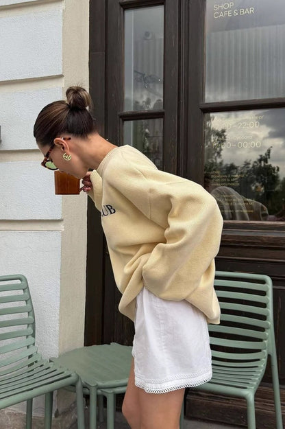 Crew Neck Letter Jacquard Sweater