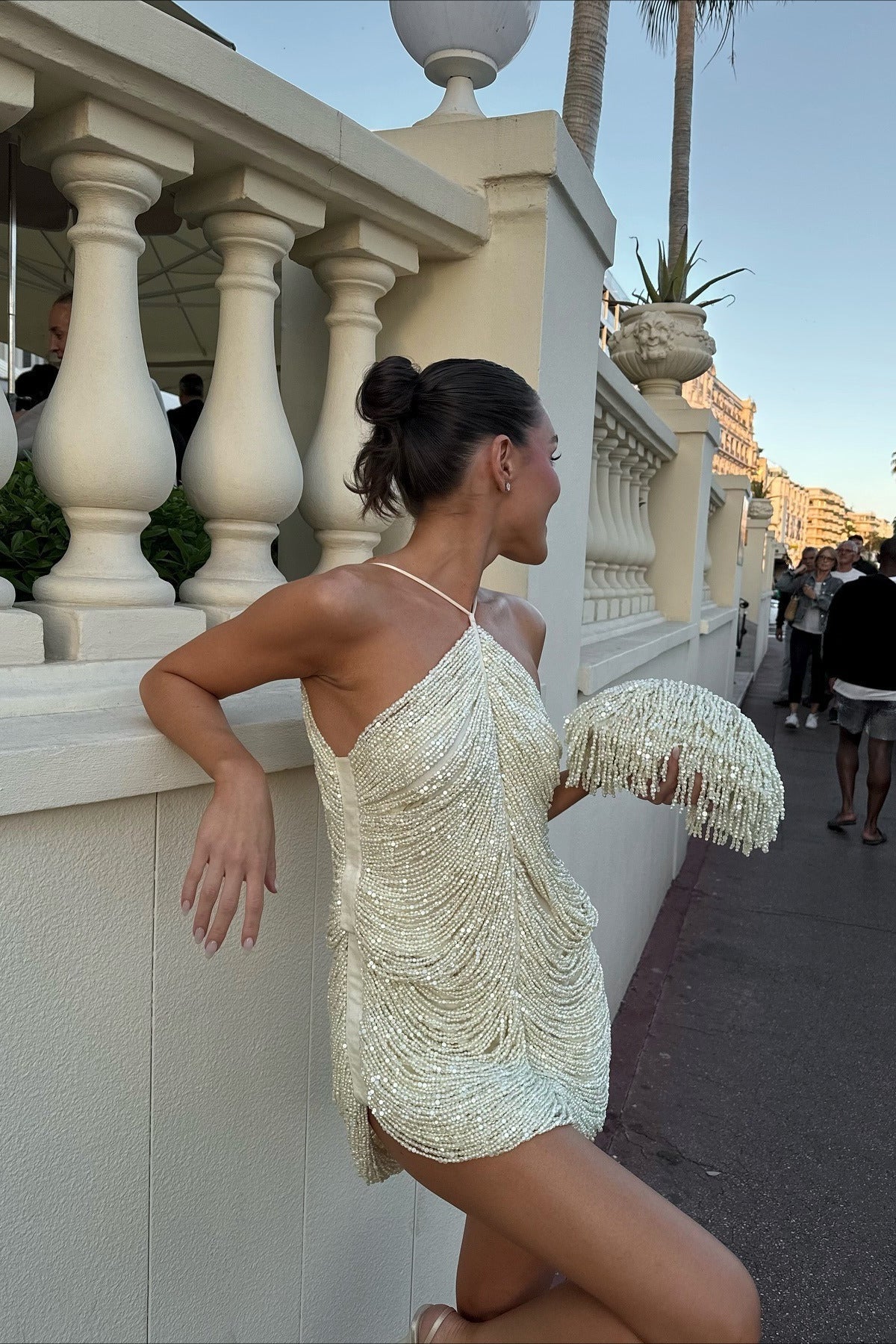 Fringe Halter Sequin Slip Dress