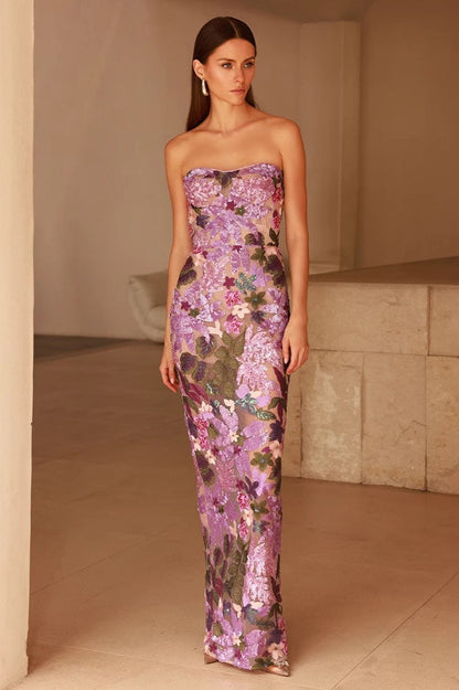 Sexy Off Shoulder 3D Tulle Embroidered Sequin Slim Sequin Dress