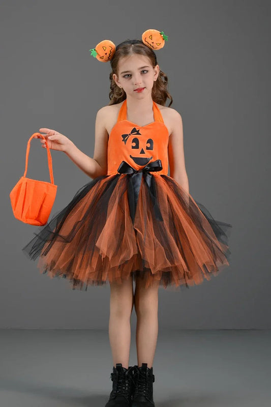 Pumpkin Witch Dress Kid Halloween