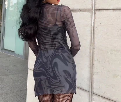 Mesh See Through Strap Gothic Mini Dress
