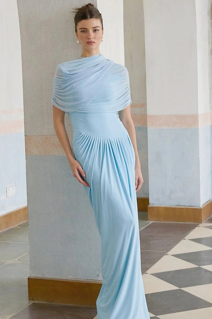 Sky Blue Sleeveless Formal Party Maxi Dress